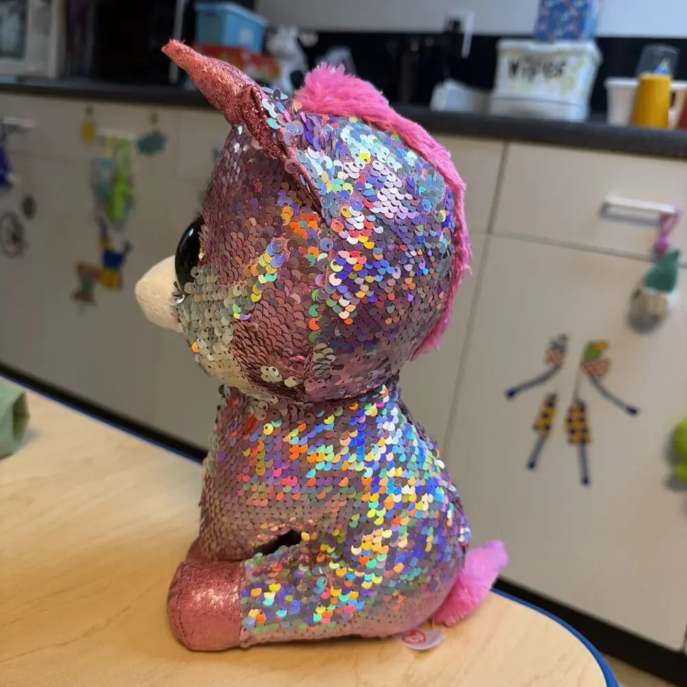 Ty FLIPPABLES Sparkle the Unicorn sequin Glitter Med 10